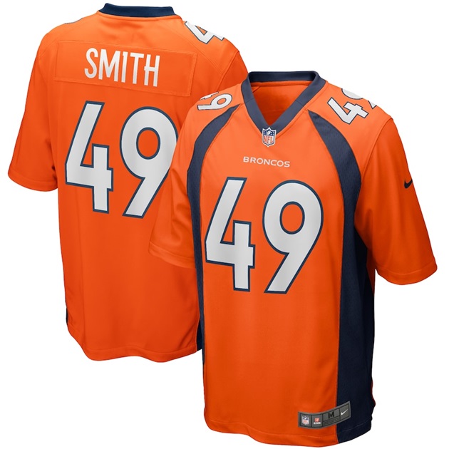 mens nike dennis smith orange denver broncos game retired player jersey